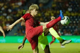 Công Phượng trong màu áo tuyển Vệt Nam. (Ảnh: Minh Tiến/TTXVN)