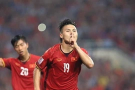 Quang Hải trong màu áo đội tuyển Việt Nam. (Ảnh: Trọng Đạt/TTXVN)