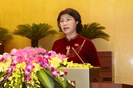 Chủ tịch Quốc hội khóa XIV Nguyễn Thị Kim Ngân phát biểu nhận chức. (Ảnh: Phương Hoa/TTXVN)