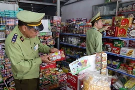 Kiểm tra các đơn vị kinh doanh trên địa bàn tỉnh Lạng Sơn. (Ảnh: Trần Việt/TTXVN)