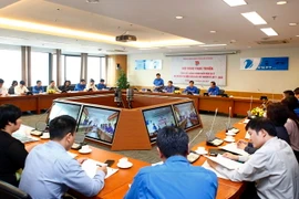 Trung ương Đoàn tổ chức Hội nghị trực tuyến tổng kết Tháng Thanh niên năm 2017. (Ảnh: Văn Điệp/TTXVN)