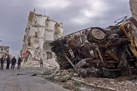 Cảnh đổ nát ở thành phố Idlib. (Nguồn: AFP/Getty Images)