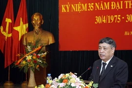 Tổng Giám đốc Thông tấn xã Việt Nam Trần Mai Hưởng phát biểu tại lễ kỷ niệm. (Ảnh: Thanh Tùng/TTXVN)