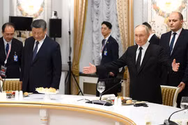 Tổng thống Nga Vladimir Putin và Tổng Bí thư, Chủ tịch Trung Quốc Tập Cận Bình tại Hội nghị BRICS (Nguồn: Kremlin)