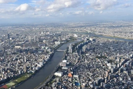 Toàn cảnh Thủ đô Tokyo nhìn từ tháp Tokyo Skytree. (Ảnh: Phạm Tuân/TTXVN)