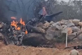 Máy bay bốc cháy ngay sau khi rơi xuống đất.. (Nguồn: Screengrab/X)