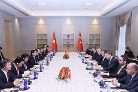 Thủ tướng Phạm Minh Chính hội đàm với Phó Tổng thống Thổ Nhĩ Kỳ Cevdet Yilmaz. (Ảnh: Dương Giang/TTXVN)