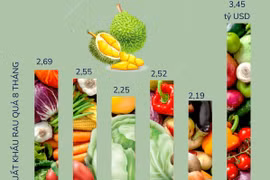 Xuất khẩu nhóm hàng rau quả 8 tháng năm 2023 đạt 3,45 tỷ USD