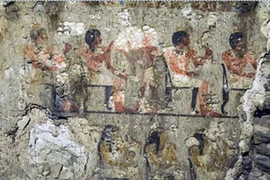 Bức tranh trên tường của ngôi mộ cổ. (Nguồn: Al Ahram)