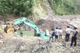 Hiện trường Thuỷ điện Thượng Nhật ở huyện Nam Đông, tỉnh Thừa Thiên-Huế. (Ảnh: TTXVN phát)