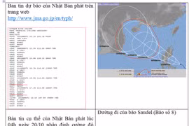 Bản tin dự báo của Nhật Bản. (Nguồn: TTDBKTTV)