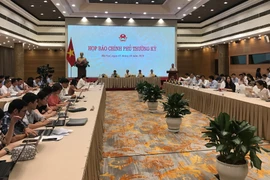 Toàn cảnh họp báo Chính phủ thường kỳ tháng 9. (Ảnh: PV/Vietnam+)