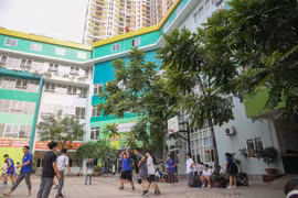 Những cây xanh góp phần tạo cảnh quan, bóng mát reong khuôn viên trường Trung học cơ sở và Trung học phổ thông Lê Quý Đôn, Hà Nội. (Ảnh: Hùng Võ/Vietnam+)