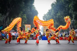 Múa rồng đòi hỏi thể lực tốt, sự uyển chuyển và cảm nhận tinh tế để toát lên phong thái rồng. (Ảnh: Hoài Nam/Vietnam+)