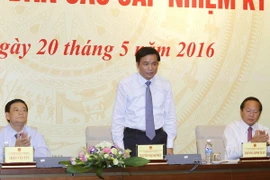 Ông Nguyễn Hạnh Phúc, Tổng Thư ký Quốc hội, Chủ nhiệm Văn phòng Quốc hội, Ủy viên Hội đồng bầu cử Quốc gia, Chánh Văn phòng Hội đồng bầu cử quốc gia phát biểu. (Ảnh: An Đăng/TTXVN)