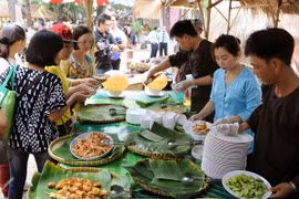 Du khách tham quan thưởng thức các món ăn tại Liên hoan. (Ảnh: An Hiếu/TTXVN)