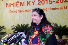 Phó Chủ tịch Quốc hội Tòng Thị Phóng phát biểu chỉ đạo. (Ảnh: Sỹ Thắng/TTXVN)