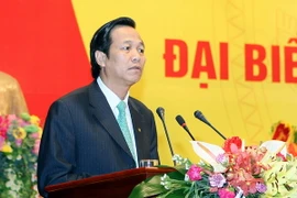  Bí thư Đảng ủy Khối các Cơ quan Trung ương Đào Ngọc Dung phát biểu tại Đại hội đại biểu Đảng bộ Bộ Nội vụ lần thứ 3, nhiệm kỳ 2015-2020. (Ảnh: Phạm Kiên/TTXVN)