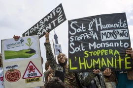 Biểu tình tại Paris (Pháp), phản đối tập đoàn Monsanto và thực phẩm biến đổi gen. (Nguồn: AFP/TTXVN)