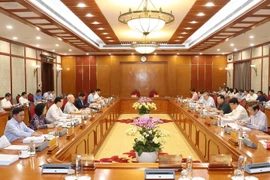 Tổng Bí thư Nguyễn Phú Trọng phát biểu kết luận cuộc họp.(Ảnh: Trí Dũng/TTXVN)