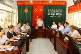 Quang cảnh Kỳ họp lần thứ 34 của Ủy ban Kiểm tra Tỉnh ủy Gia Lai xem xét kỷ luật nhiều lãnh đạo của Sở Tài nguyên và Môi trường tỉnh Gia Lai. (Ảnh: Đăng Vũ-Quang Thái/TTXVN)