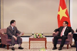Thủ tướng Phạm Minh Chính tiếp Hội Hữu nghị Việt Nam-Hiroshima. (Ảnh: Dương Giang/TTXVN)