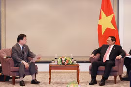 Thủ tướng Phạm Minh Chính tiếp Hội Hữu nghị Việt Nam-Hiroshima. (Ảnh: Dương Giang/TTXVN)