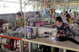 Cơ sở may Quốc Nhân ở xã Xà Phiên, huyện Long Mỹ, Hậu Giang. (Ảnh: Trần Việt/TTXVN)