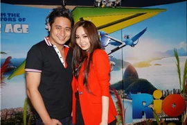 Minh Tiệp và Minh Hằng trong buổi chiếu ra mắt phim Rio tại TP.HCM (Nguồn: Megastar).