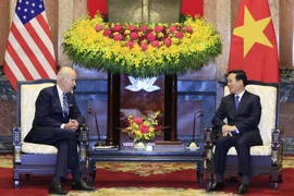 Chủ tịch nước Võ Văn Thưởng tiếp Tổng thống Hoa Kỳ Joe Biden. (Ảnh: Thống Nhất/TTXVN)
