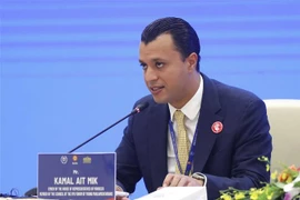 Nghị sỹ Maroc, thành viên Ban Lãnh đạo Diễn đàn Nghị sỹ Trẻ Liên minh Nghị viện Thế giới (IPU) Kamal Ait Mik phát biểu. (Ảnh: TTXVN)