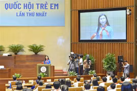 Bí thư Trung ương Đoàn, Chủ tịch Hội đồng Đội Trung ương Nguyễn Phạm Duy Trang phát biểu. (Ảnh: Minh Đức/TTXVN)