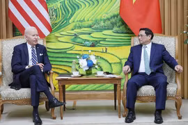 Thủ tướng Phạm Minh Chính hội kiến Tổng thống Hoa Kỳ Joe Biden. (Ảnh: Dương Giang/TTXVN)