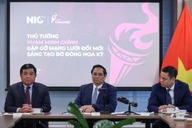 Thủ tướng Phạm Minh Chính phát biểu tại cuộc gặp gỡ các thành viên Mạng lưới Đổi mới Sáng tạo Việt Nam tại Hoa Kỳ. (Ảnh: Dương Giang/TTXVN)