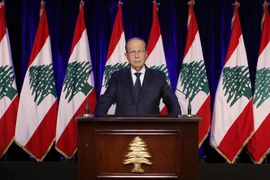 Tổng thống Liban Michel Aoun phát biểu tại Baabda. (Ảnh: AFP/TTXVN)
