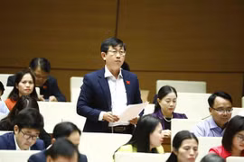 Đại biểu Quốc hội tỉnh Bình Thuận Nguyễn Hữu Thông phát biểu ý kiến. (Ảnh: Minh Đức/TTXVN)