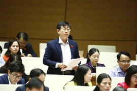 Đại biểu Quốc hội tỉnh Bình Thuận Nguyễn Hữu Thông phát biểu ý kiến. (Ảnh: Minh Đức/TTXVN)