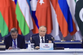 Tổng thống Liên bang Nga Vladimir Putin dự hội nghị CICA. (Ảnh: Lâm Khánh/TTXVN)