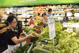 Người tiêu dùng mua sắm hàng hóa tại siêu thị. (Ảnh: Vũ Sinh/TTXVN)