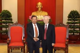 Tổng Bí thư, Chủ tịch nước Nguyễn Phú Trọng tiếp Tổng Bí thư, Chủ tịch nước Lào Bounnhang Vorachith. (Ảnh: Trí Dũng/TTXVN)