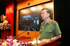 Đại tướng Tô Lâm phát biểu khai mạc Hội nghị. (Ảnh: Doãn Tấn/TTXVN)