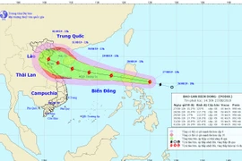 Vị trí và đường đi dự kiến của bão Baidu. (Nguồn: nchmf.gov.vn)