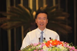 Trưởng Ban Tuyên giáo Trung ương Võ Văn Thưởng phát biểu chỉ đạo hội nghị. (Ảnh: Thanh Vũ/TTXVN)