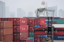 Xếp dỡ hàng hóa tại cảng Tokyo, Nhật Bản. (Nguồn: AFP/TTXVN)