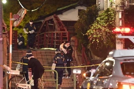 Cảnh sát phong tỏa hiện trường vụ tấn công. (Nguồn: Kyodo)