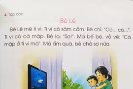 Sách Tiếng Việt lớp 1 với ngôn ngữ được cho là ngô nghê. (Ảnh: PM/Vietnam+)