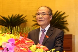 Chủ tịch Quốc hội Nguyễn Sinh Hùng đọc diễn văn khai mạc. (Ảnh: Nhan Sáng/TTXVN)