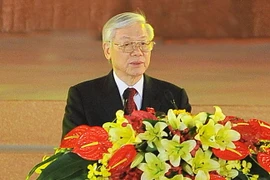 Tổng Bí thư Nguyễn Phú Trọng phát biểu tại buổi dạ hội. (Ảnh: Minh Đức/TTXVN)