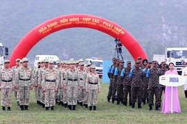 Đại diện lực lượng tham gia Diễn tập VINBAX 2023 của Quân đội hai nước. (Ảnh: Trọng Đức/TTXVN)