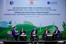 Các diễn giả tham dự hội thảo. (Ảnh: TTXVN)